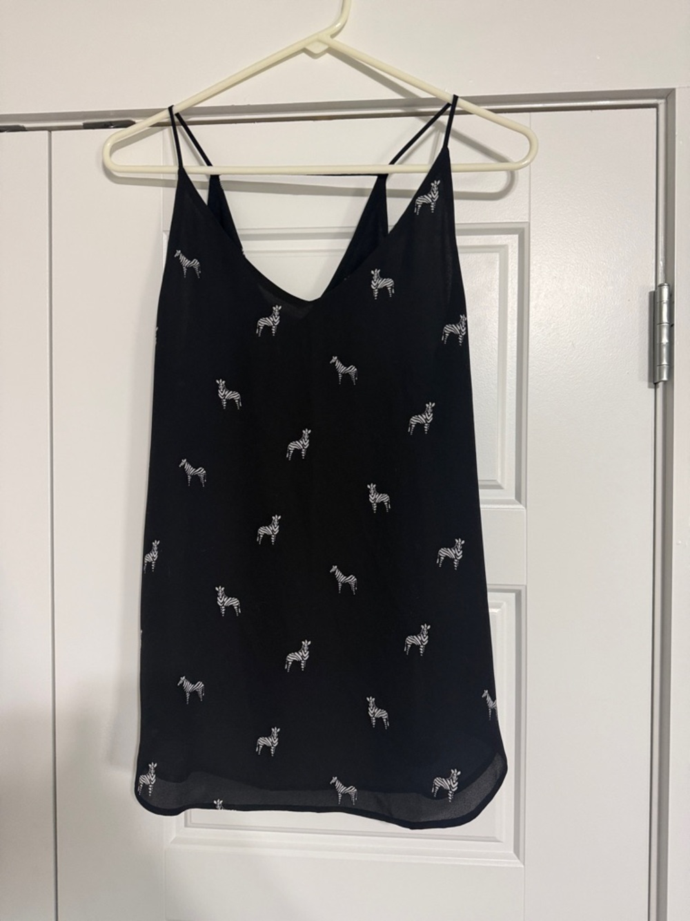 LOFT Black Zebra-Print Spaghetti Strap Camisole
